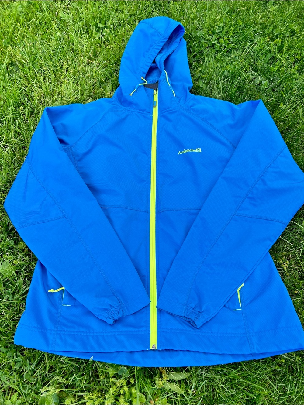 Blue neon green Avalanche hooded windbreaker jacket hoodie athletic L hoodie